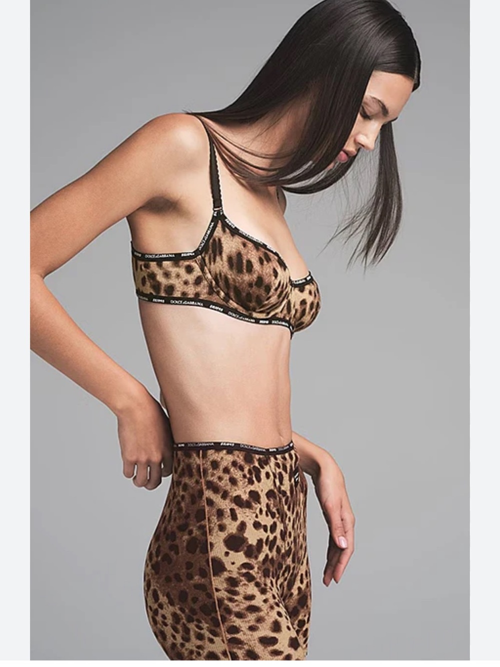Skims Dolce & Gabbana Leopard Print Scoop Neck Bralette in Brown and Black - Picture 3 of 9
